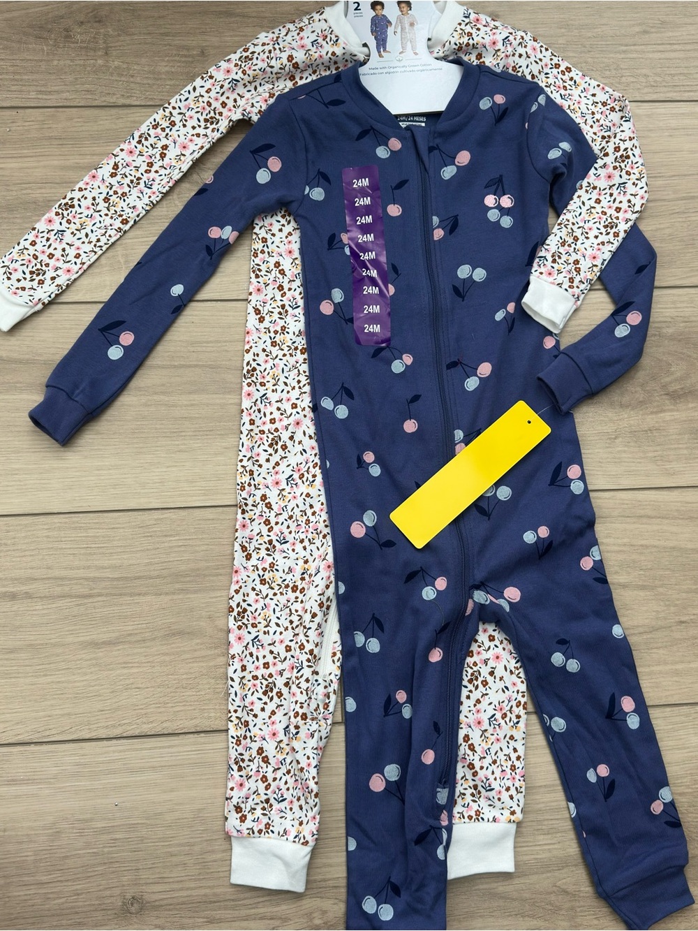 Pekkle NWT 2-pieces set Zip-Front Sleepers 100% Organic Cotton - Size 24M